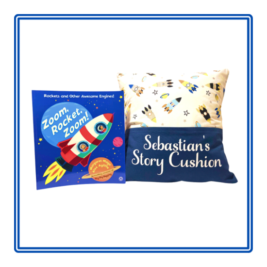 Space Rockets Children's Story Cushion